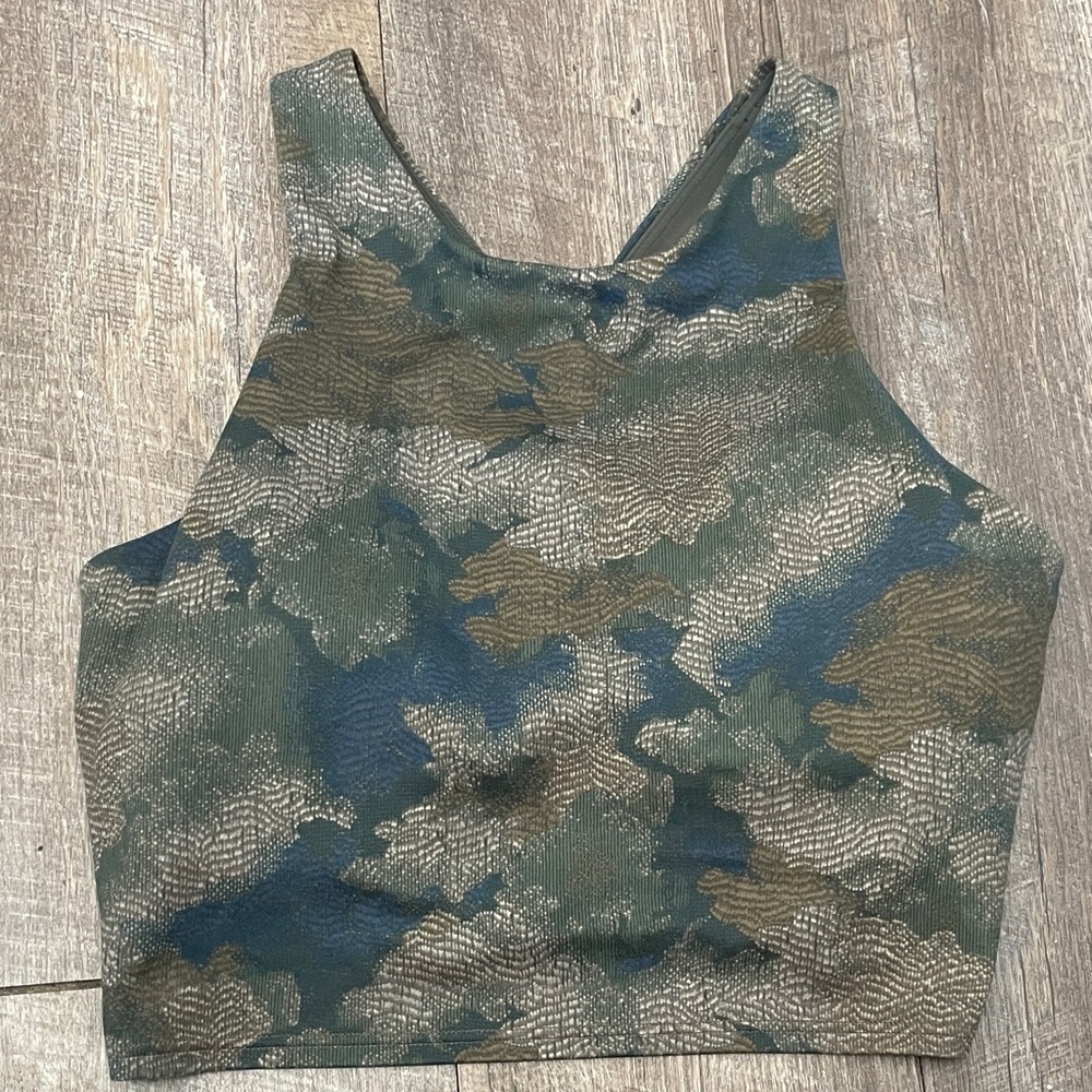Athleta Camo Print Racerback Crop Top Tank Top